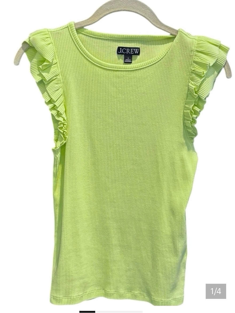 J. Crew bright yellow fitted ribbed flutter sleeveless top small